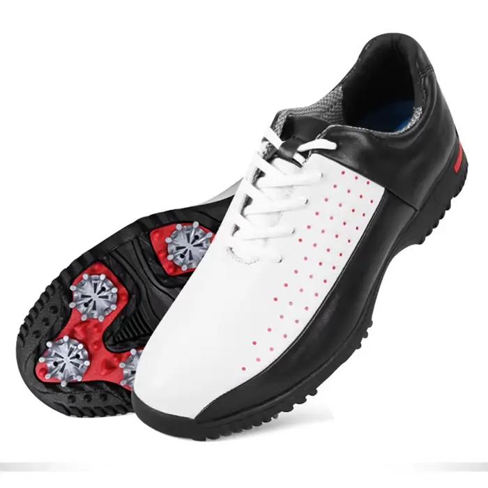 Chaussures de golf imperméables et respirantes pour homme avec semelles antidérapantes et tiges en cuir synthétique pour les amateurs de golf et les joueurs expérimentés