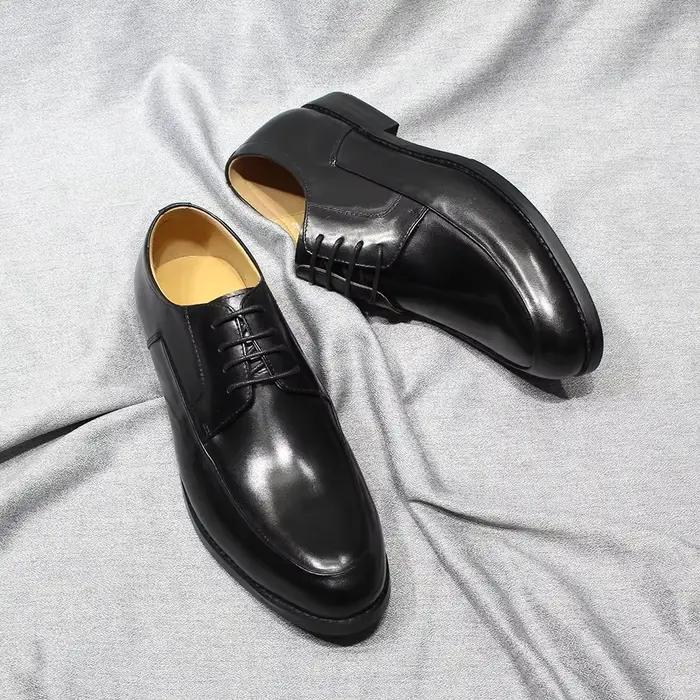 Chaussures Derby classiques en cuir véritable pour hommes