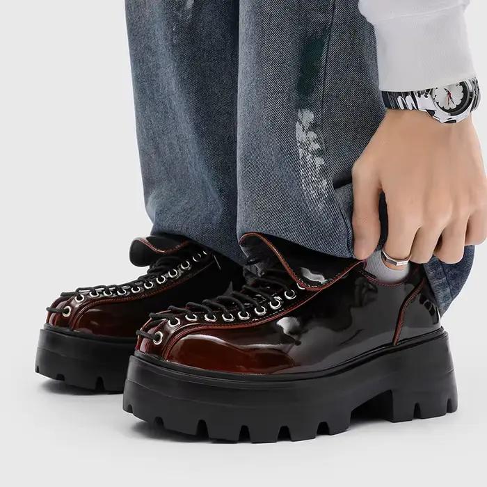 Chaussures Derby à bout rond homme ultra-cuir confort semelle épaisse caoutchouc pointure 38-46 occassions professionnelles et décontractées