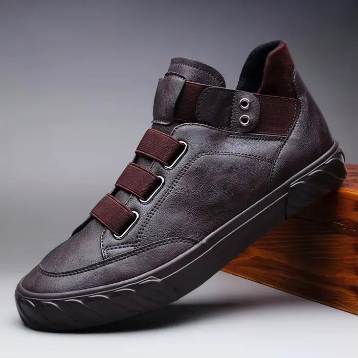 Mocassins vulcanisés noirs pour hommes, chaussures décontractées, style moderne, confort respirant, semelle en caoutchouc, occassions décontractées printemps automne