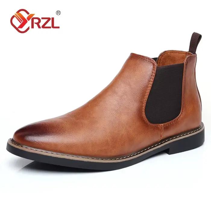 Bottes Chelsea YRZL en synthétique pour homme, style rétro, confortables, étanches, hauteur de cheville, talon bas, bout pointu, ajustement parfait, pour printemps automne, occassions variées