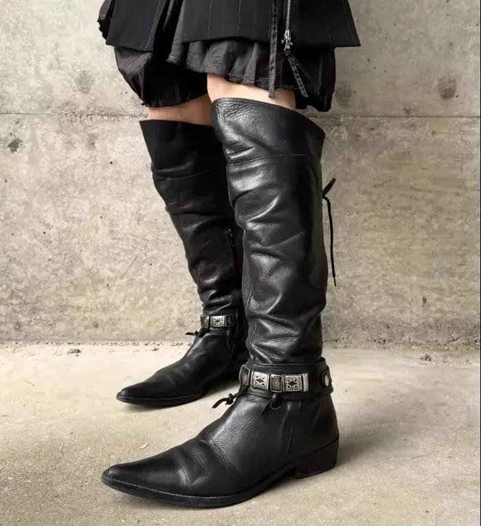 Bottes hautes vintage à bout pointu kibbutz pour femmes avec fermeture éclair et semelle en EVA pour printemps automne élégantes et confortables