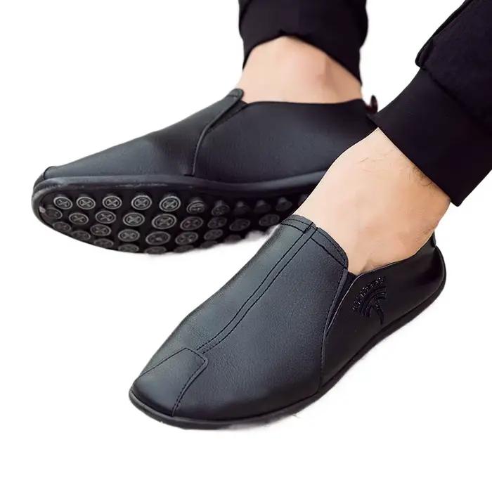 Chaussures décontractées YBQJOO pour homme en cuir non ald, coupe basse, semelle souple, respirantes, confortables et élégantes pour homme pour printemps automne occasions spéciales