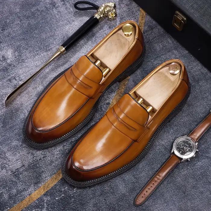 Mocassins en cuir véritable pour hommes