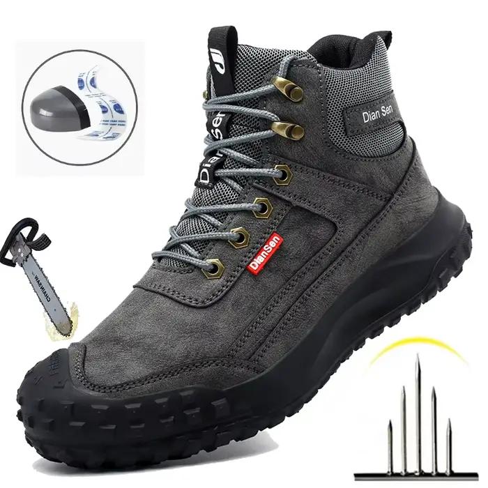 Chaussures de sécurité pour hommes Dian Sen à embout d'acier avec semelles anti-écrasement