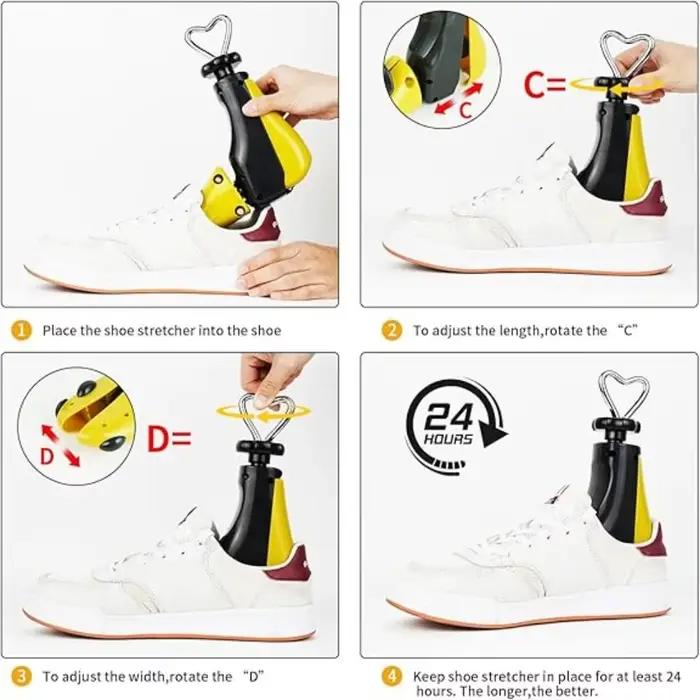 Nouveau tendeur de chaussures réglable en largeur et en longueur avec tige en acier