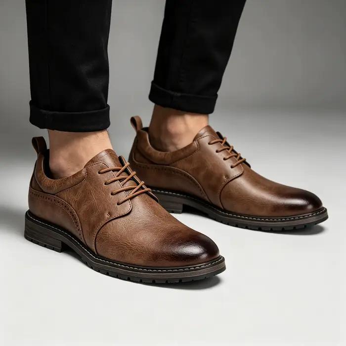Chaussures Derby décontractées rétro marron pour hommes