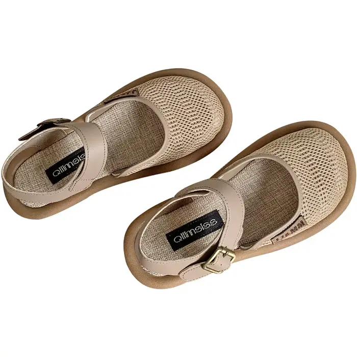 Baotou pantoufles 2025 chaussures d'été pour femmes sandales respirantes à fond plat décontractées