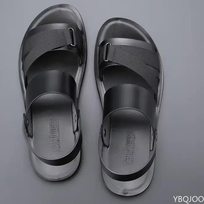 Sandales en cuir souple pour hommes, marque de luxe, pantoufles de créateur de mode, été, plage, extérieur décontracté, 2022