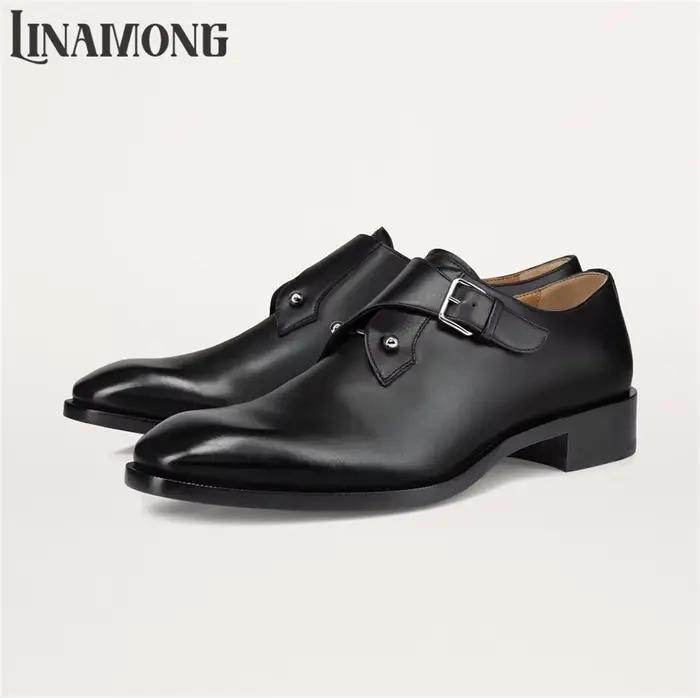 Chaussures Monk en Cuir de Veau avec Boucle Métallique