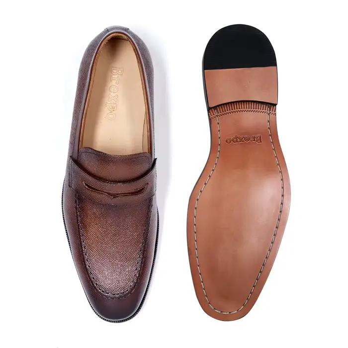 Chaussures habillées de luxe à enfiler pour hommes, en cuir véritable, mocassins italiens pour hommes, noires et marron, chaussures Oxford formelles de marque, chaussures décontractées pour hommes