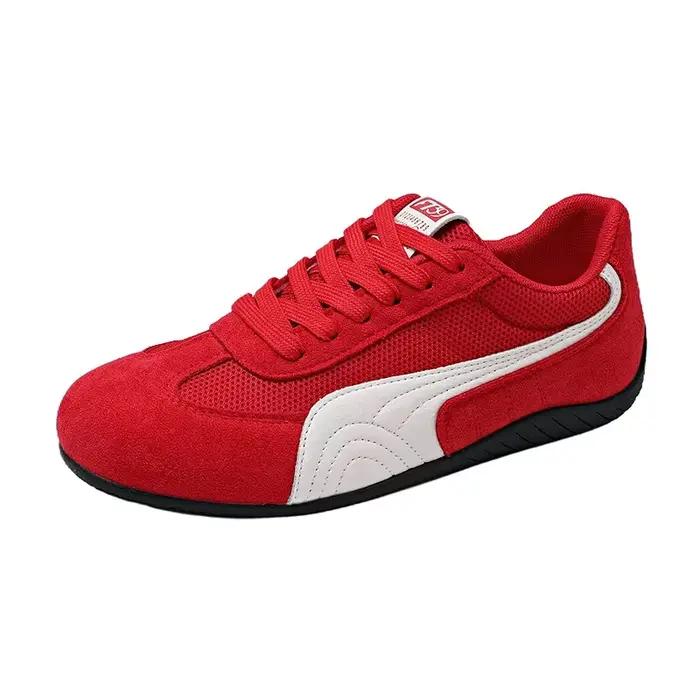 Chaussures de course rouges Deqin pour femmes, nouvelles chaussures de sport décontractées respirantes en maille Agan, surface en cuir Apple, semelle intérieure en polyuréthane K05-1