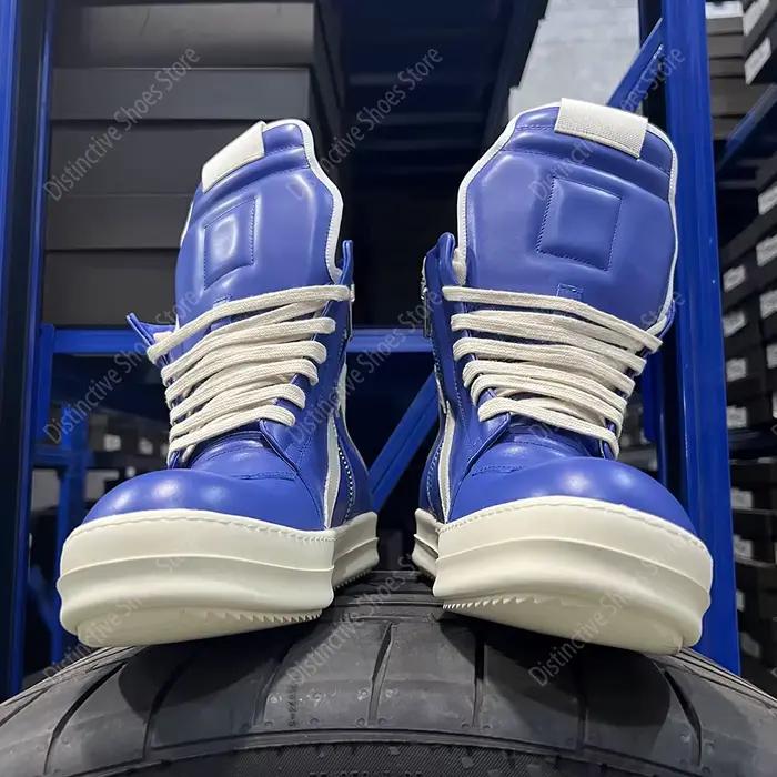 Marque blanc plate-forme haut Premium Sneaker RO chaussures dernier modèle bleu cuir fermeture éclair femmes gothique Punk Streetwear chaussure de mode