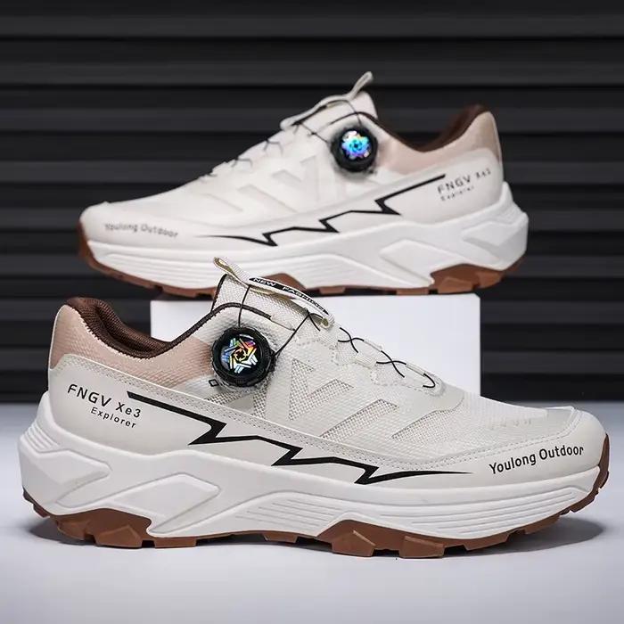 Chaussures de randonnée homme en nylon maille aérée avec boucle rotative pour randonnées et activités extérieures