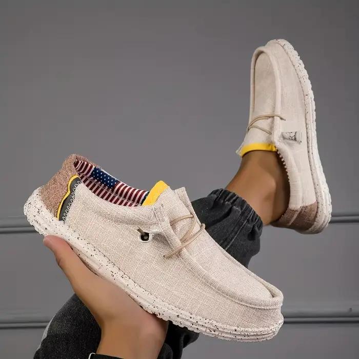 Chaussures décontractées FYZS en toile pour hommes, bout rond, confortables et respirantes, idéales pour les promenades estivales et les voyages en famille