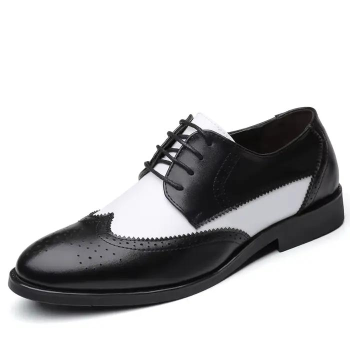 Chaussures élégantes en cuir noir et blanc pour hommes