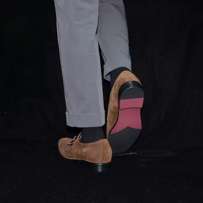 Classique Double boucle moine sangle hommes chaussures habillées vache daim cuir pointu casquette orteil affaires fête mariage chaussures formelles pour homme