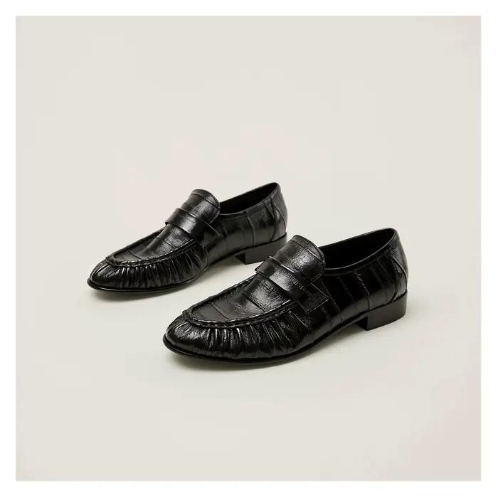 Chaussures plates en peau d'anguille 100% authentiques