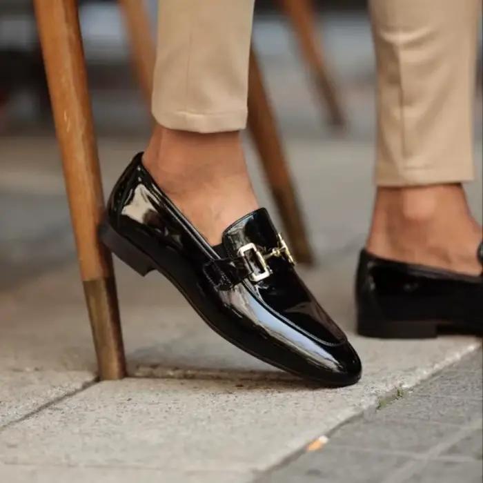 Mocassins noirs en cuir Pu pour hommes