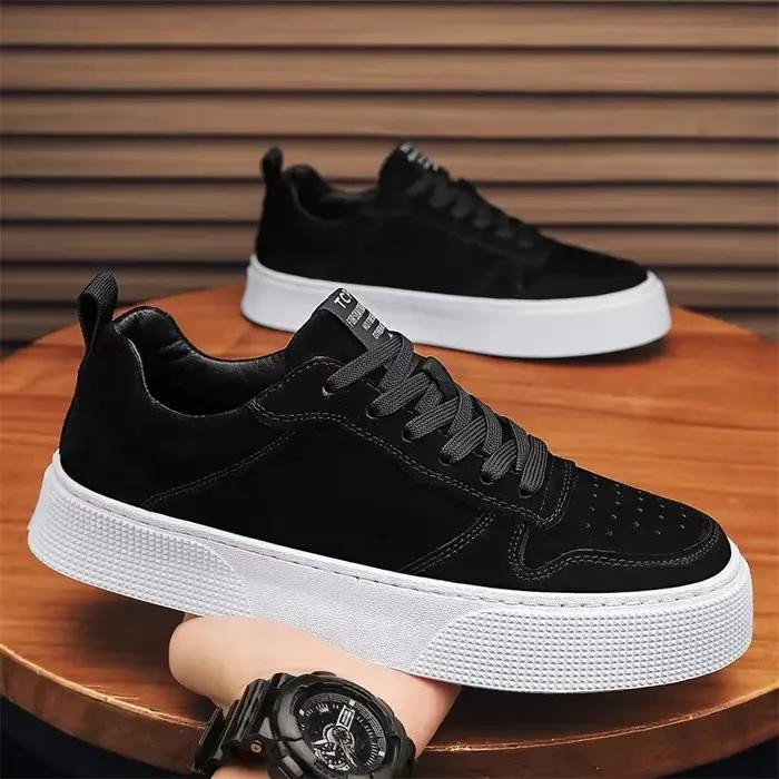 2026Men baskets de luxe en daim chaussures décontractées à lacets plate-forme chaussure à la mode rue Skateboard