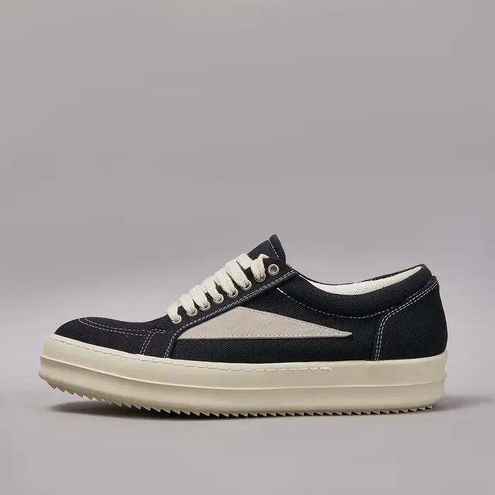 Chaussures décontractées pour hommes, baskets d'extérieur, chaussures basses de luxe pour femmes, chaussures de sport tendance en toile noire avec extérieur en daim blanc