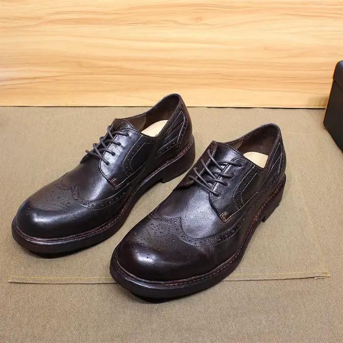 Goodyear chaussures habillées Derby cousues à la main pour hommes en cuir de veau souple