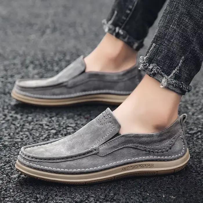 Mocassins en daim de vache pour hommes, chaussures décontractées de luxe, confort et élégance pour toutes les occasions spéciales