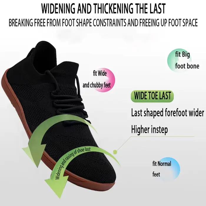 Chaussures minimalistes pieds nus unisexes légères respirantes zéro semelle bout large