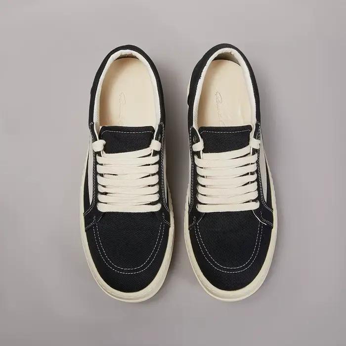 Chaussures décontractées pour hommes, baskets d'extérieur, chaussures basses de luxe pour femmes, chaussures de sport tendance en toile noire avec extérieur en daim blanc