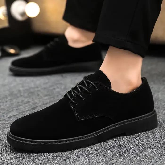 Chaussures décontractées WJWZD en cuir solide pour homme, respirantes, avec lacets, pour occasions décontractées et formelles