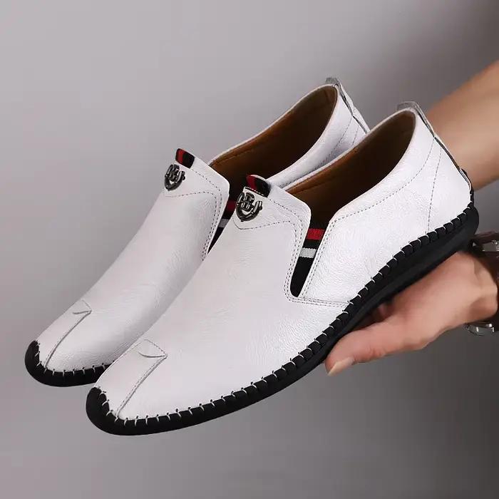 Mocassins plats en cuir véritable pour hommes, chaussures décontractées à pois Harajuku, confort, respirants, pour homme, printemps/automne, occasions spéciales