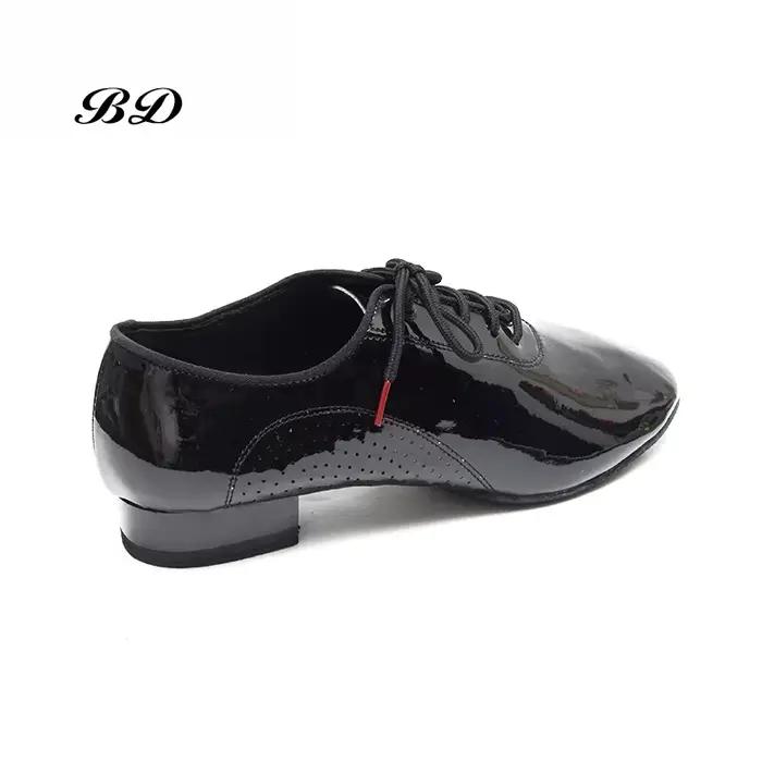 Chaussures de danse latine homme SALSAN 2025 en cuir verni talon carré 2.5 cm pour valse ballroom salsa occasions spéciales danse de salon nocturne compétitions