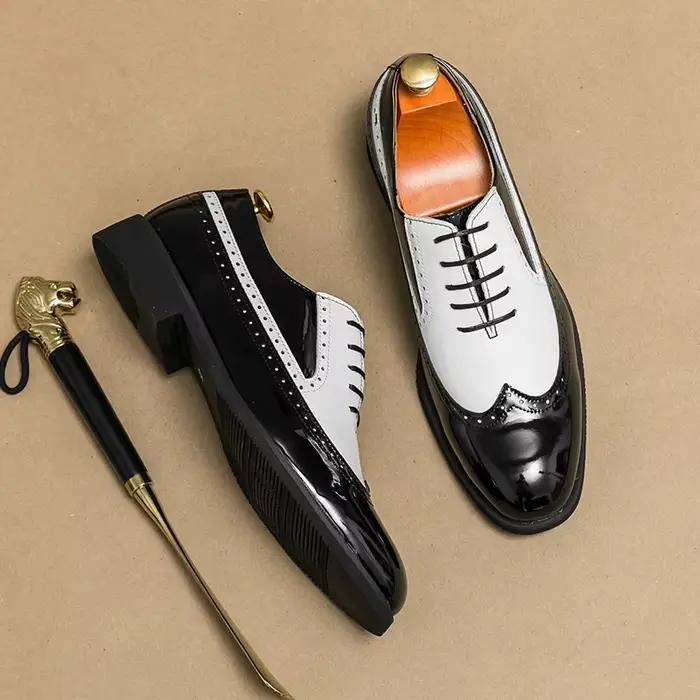 Chaussures Richelieu Haut de Gamme pour Hommes en Cuir Véritable – Mocassins Habillés pour Tenues Formelles
