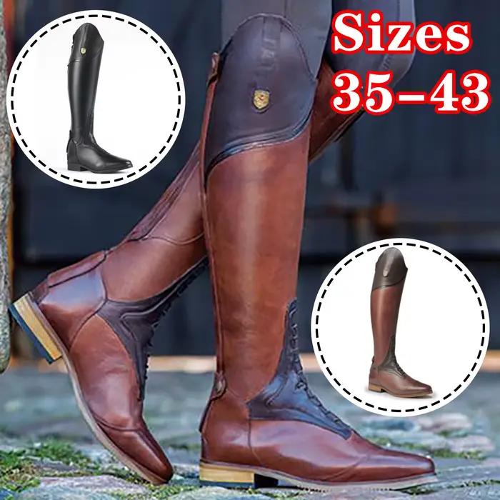 Bottes équestres en cuir véritable pour entraînement sportif professionnel