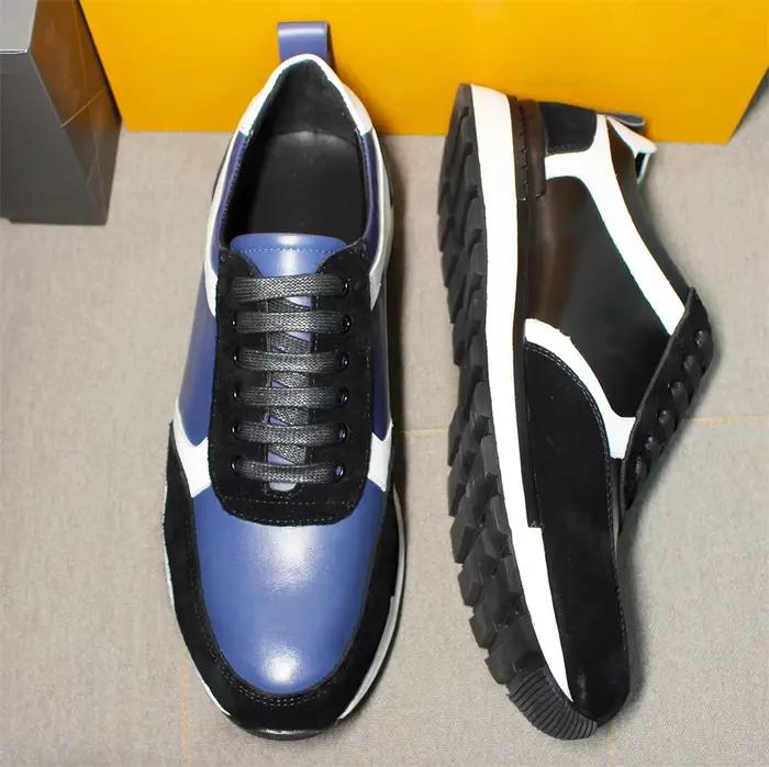 Chaussures en cuir pour hommes de haute qualité à lacets bout rond confortable à la main bleu chaussures de loisir à la mode chaussures de Banquet de mariage