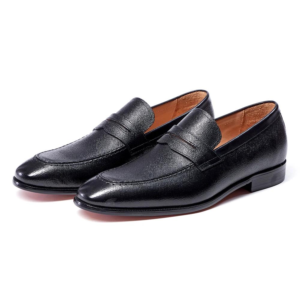 Chaussures habillées de luxe à enfiler pour hommes, en cuir véritable, mocassins italiens pour homme