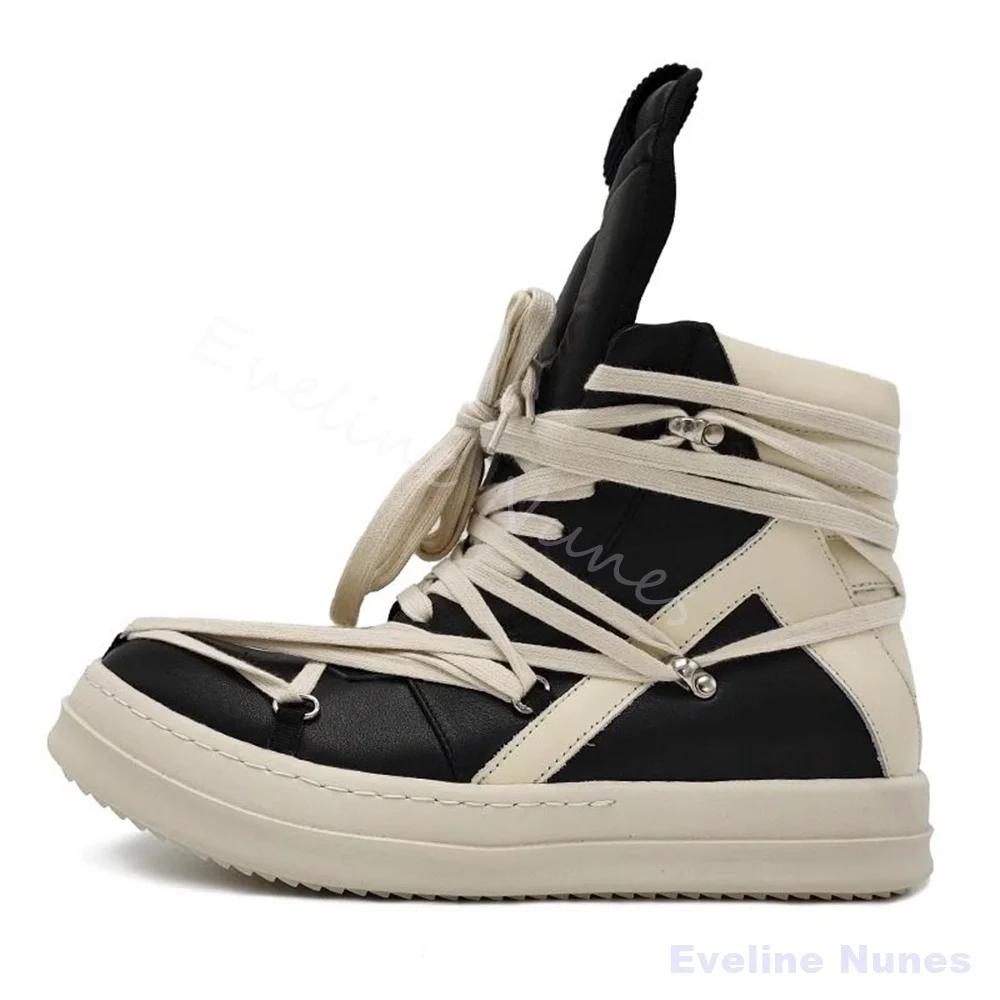 Chaussures montantes à plateforme rehaussantes pour hommes, à lacets croisés, décontractées, antidér